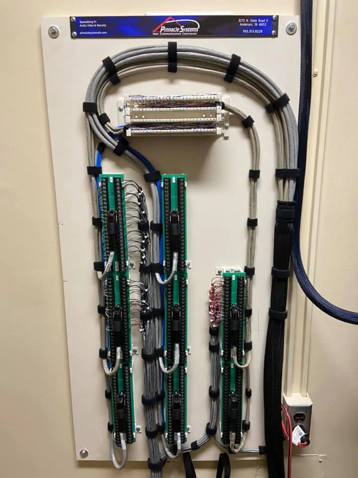 Dressed intercom wiring panel installed by Pinnacle Systems
